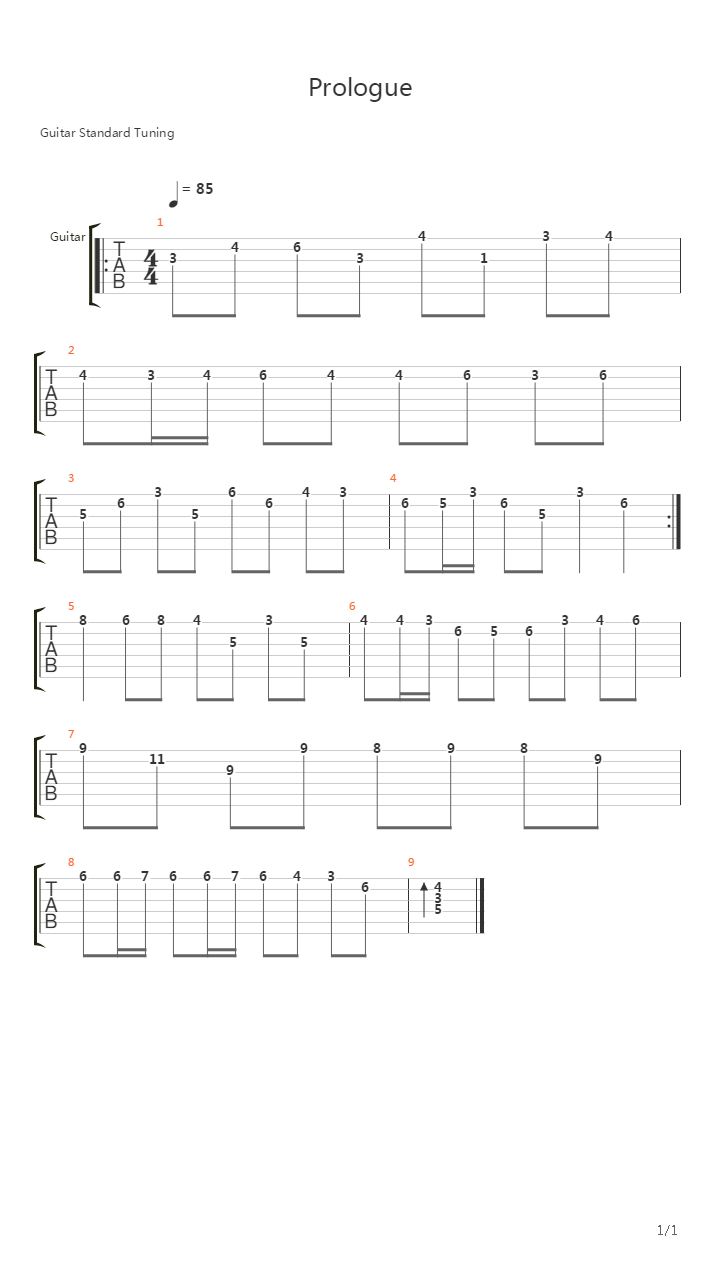 最终幻想 - Prologue吉他谱
