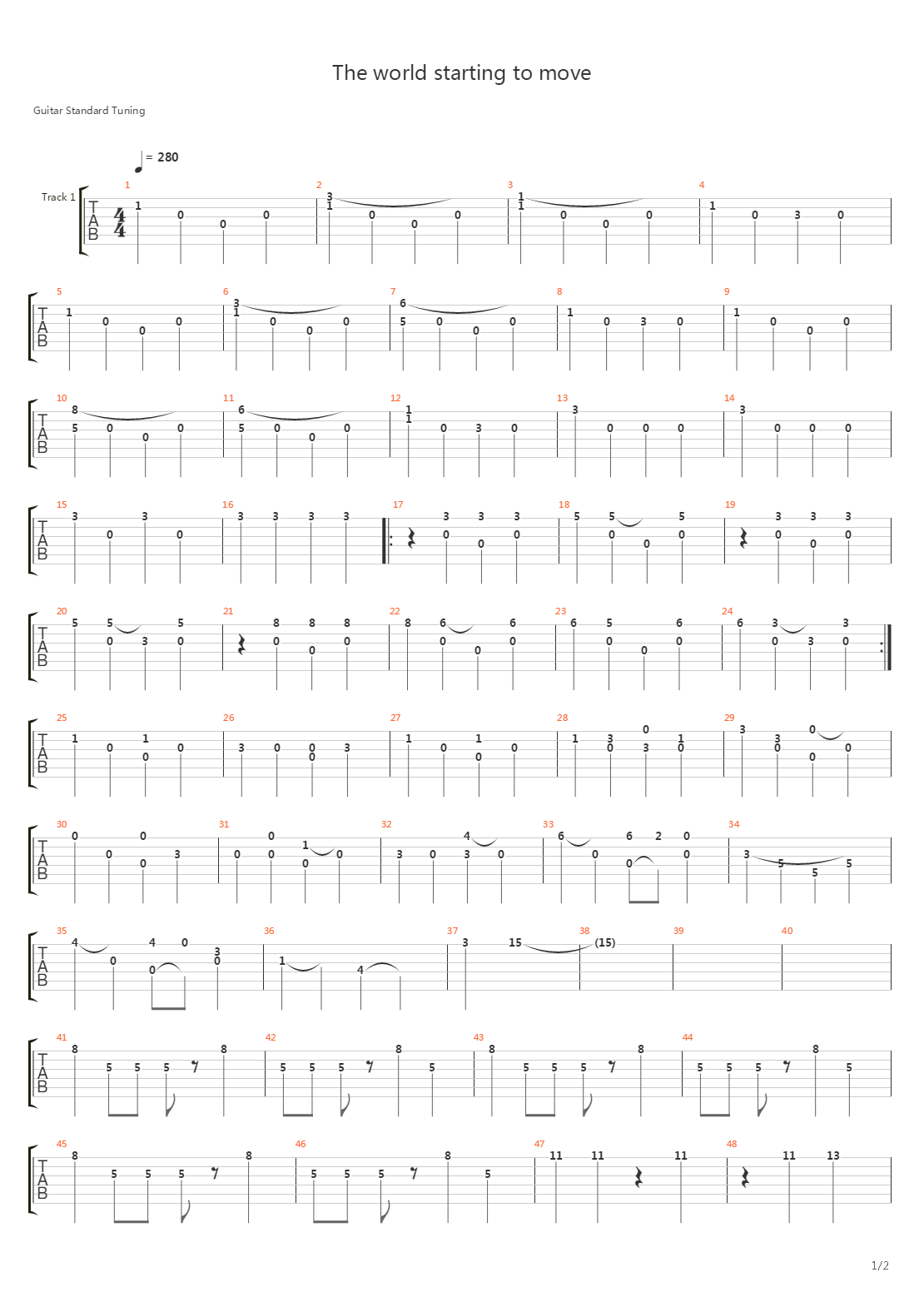 最终幻想 - The World Starting To Move吉他谱