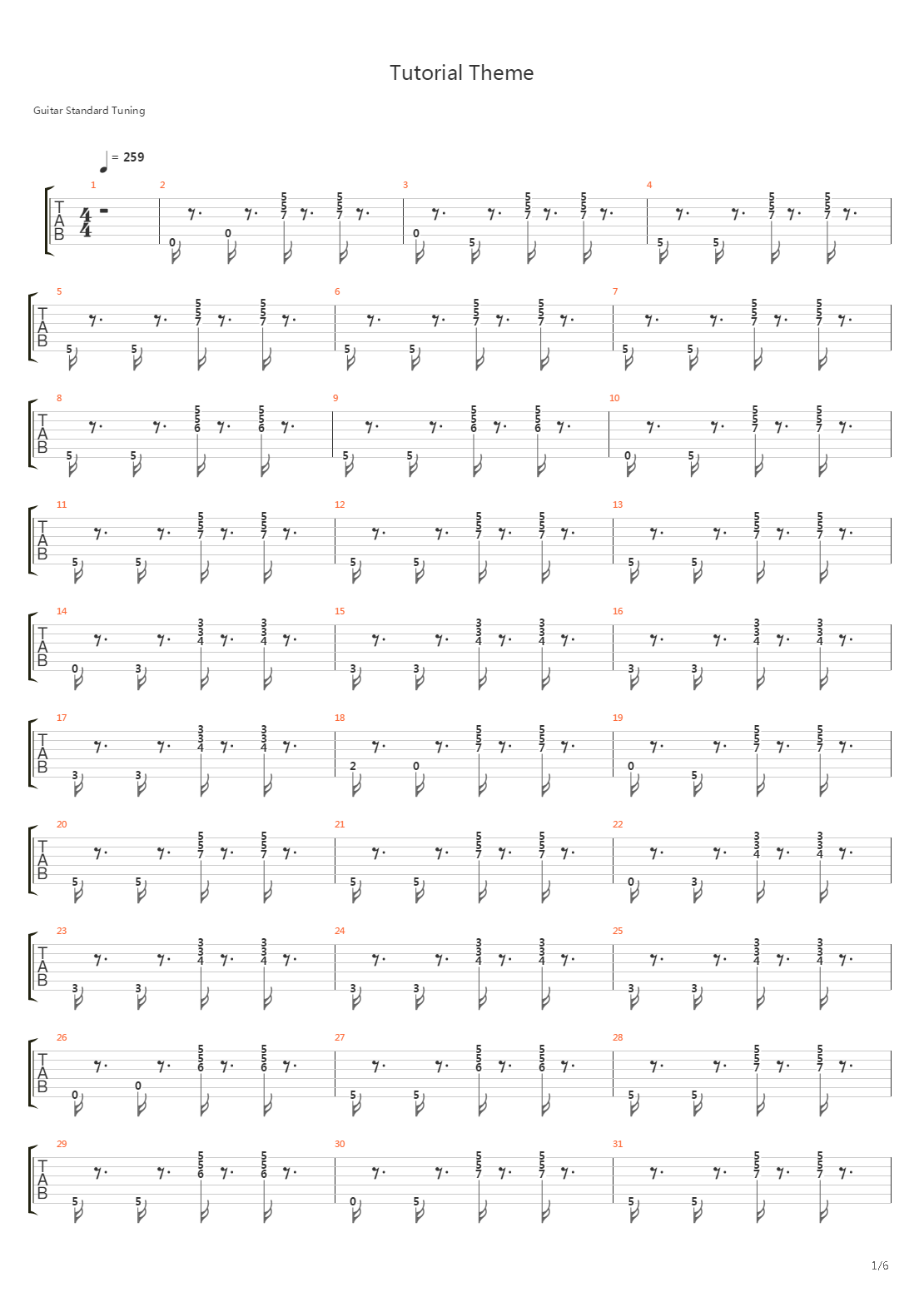 最终幻想 - Tutorial Theme吉他谱