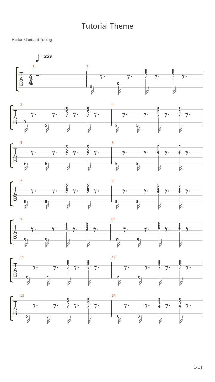 最终幻想 - Tutorial Theme吉他谱