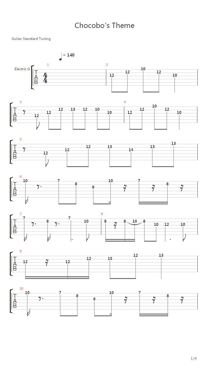 最终幻想4 - Chocobo's Theme吉他谱