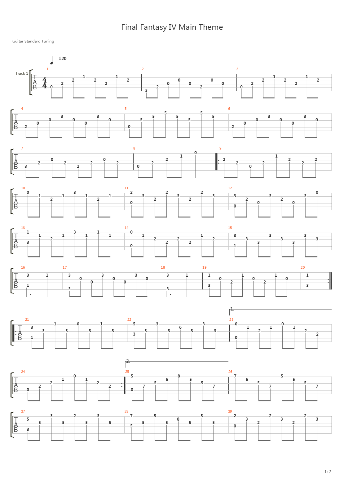 最终幻想4 - Main Theme吉他谱