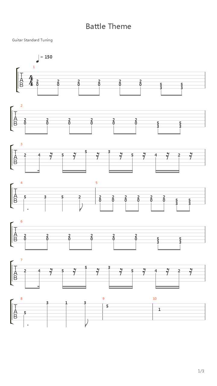 最终幻想5 - Battle Theme吉他谱