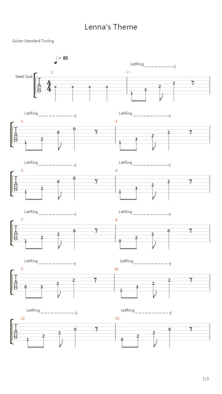 最终幻想5 - レナのテーマ(Lenna's Theme)吉他谱