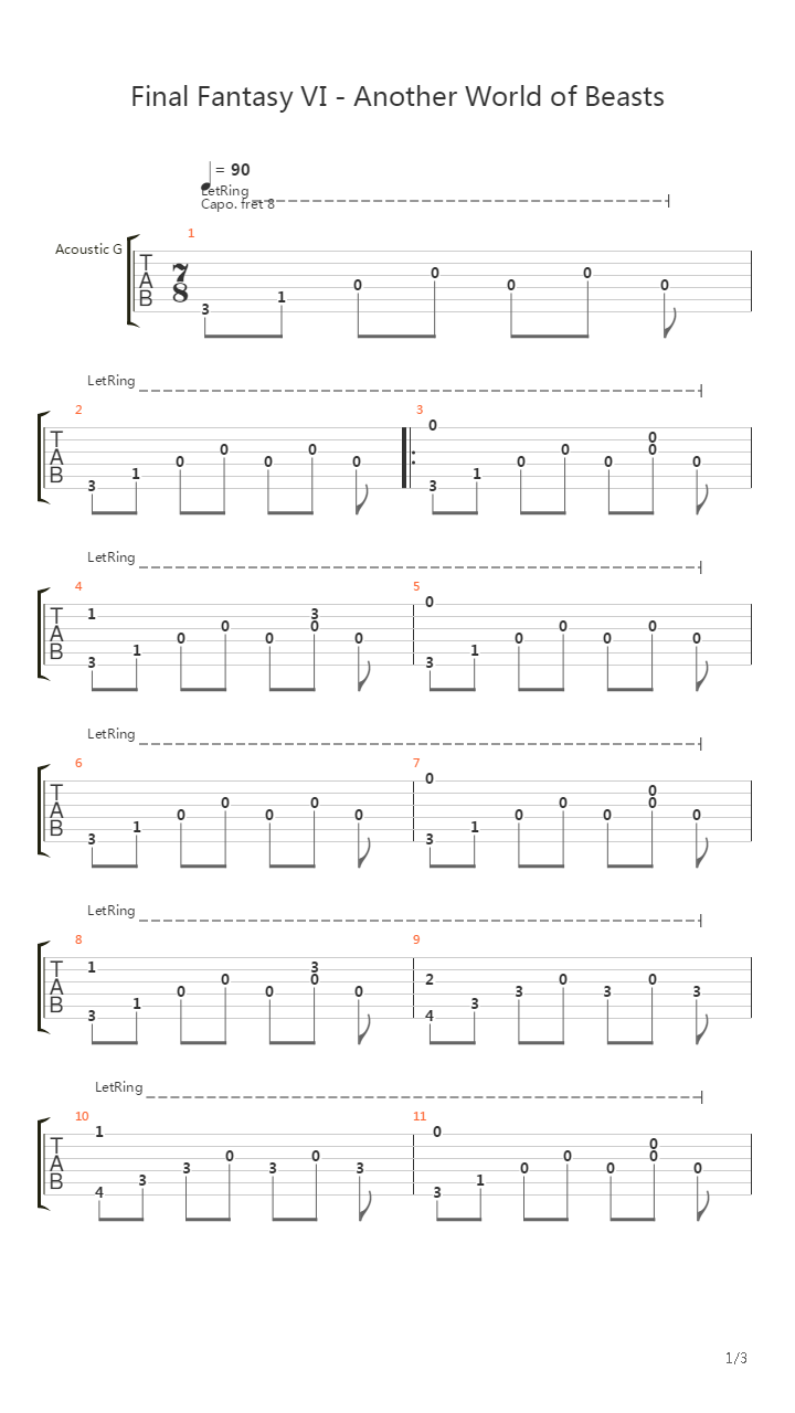 最终幻想6 - Another World of Beasts(幻兽界)吉他谱