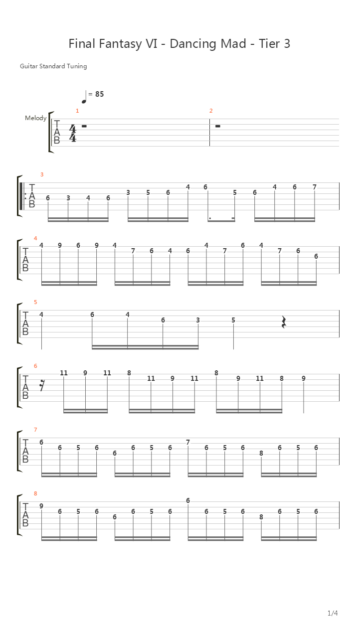最终幻想6 - Dancing Mad Tier 3(妖星乱舞)吉他谱