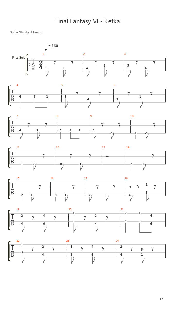 最终幻想6 - Kefka's Theme(魔导士ケフカ)吉他谱