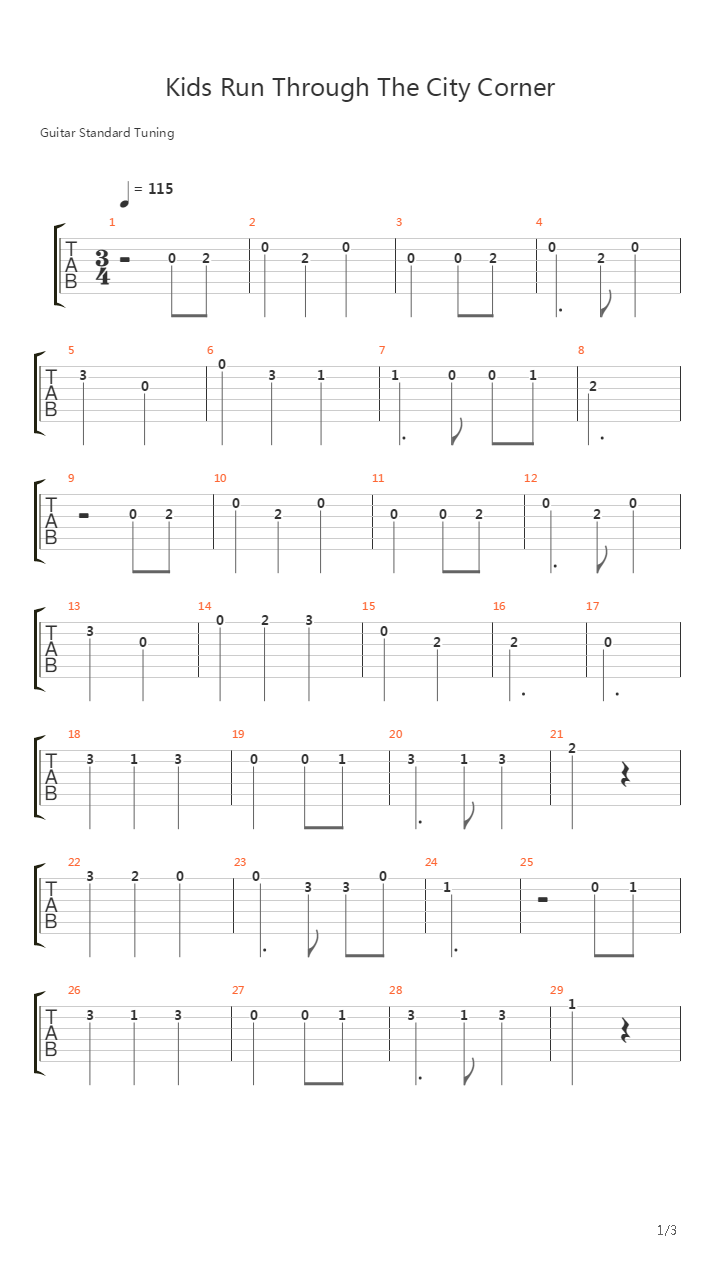 最终幻想6 - Kids Run Through The City Corner(街角の子供达 孩子跑过街角)吉他谱