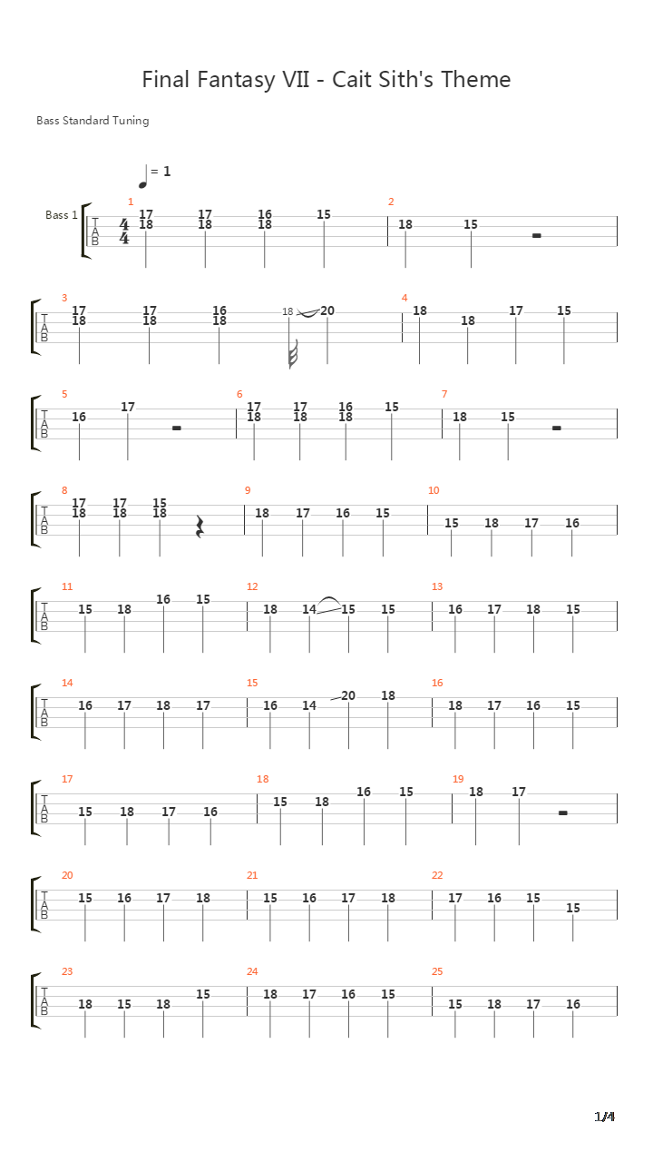 最终幻想7 - Cait Sith's Theme(ケット・シ-のテ-マ)吉他谱