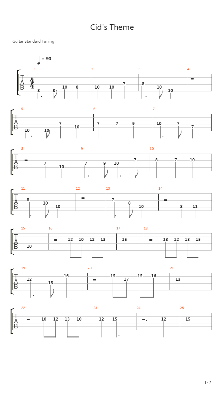 最终幻想7 - Cid's Theme(シドのテーマ)吉他谱