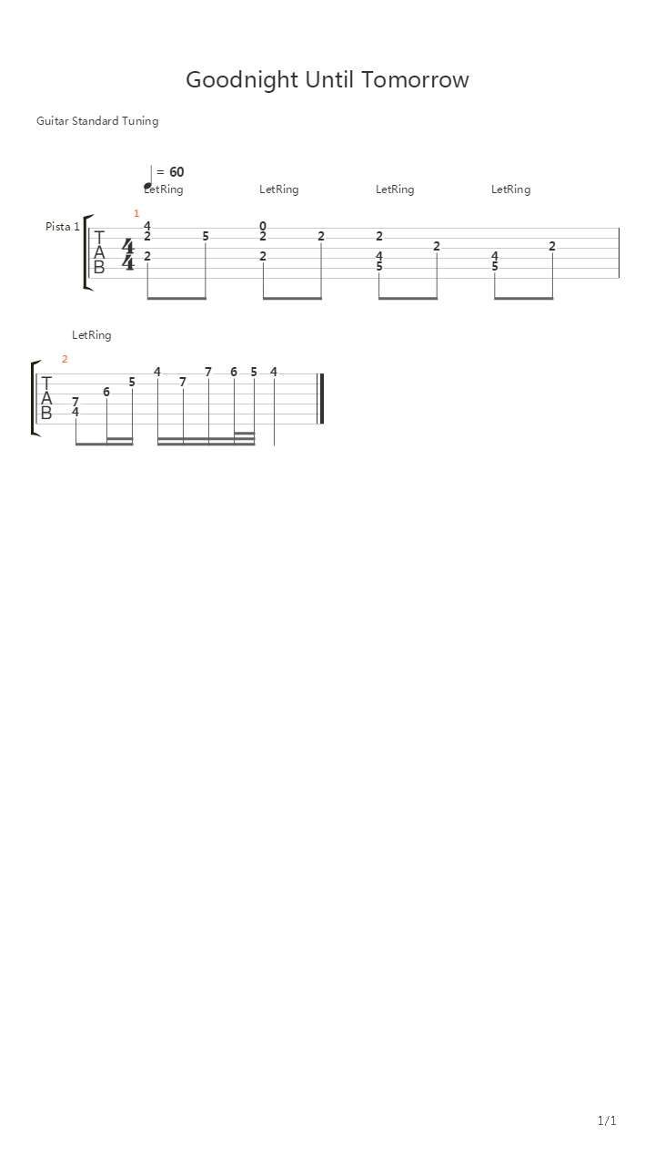 最终幻想7 - Goodnight Until Tomorrow(お休み、また明日)吉他谱