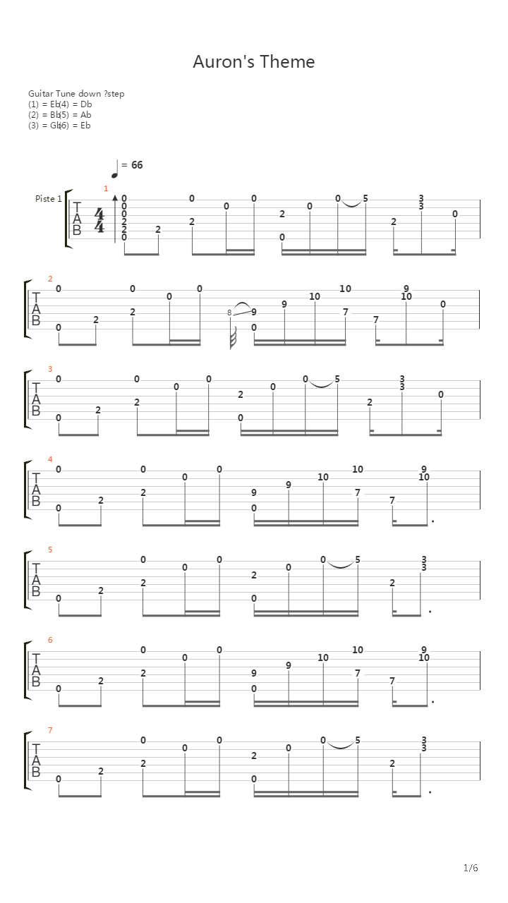 最终幻想10 - アーロンのテーマ(Auron's Theme)吉他谱