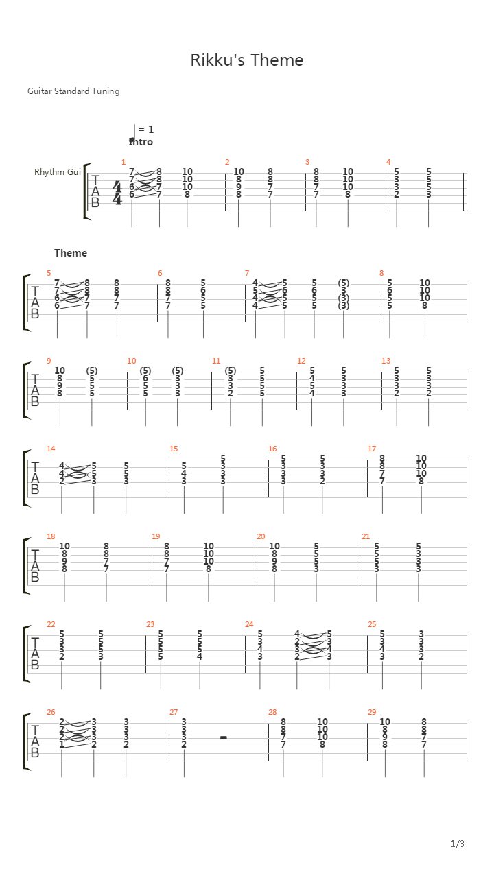 最终幻想10 - リュックのテーマ(Rikku's Theme)吉他谱