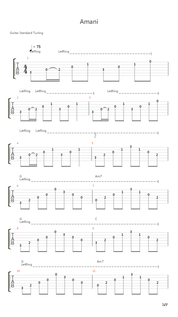 Amani吉他谱