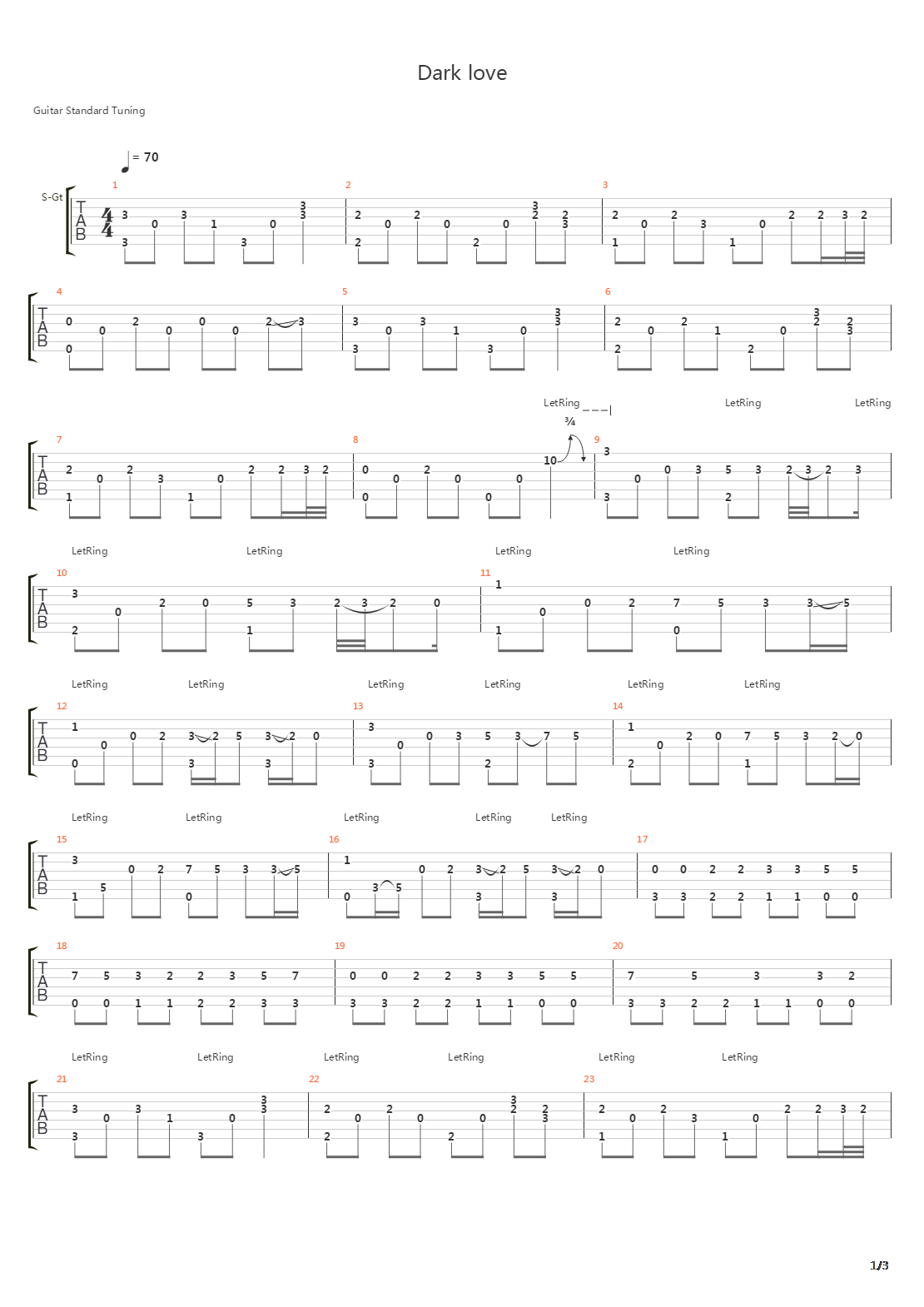 Dark love吉他谱