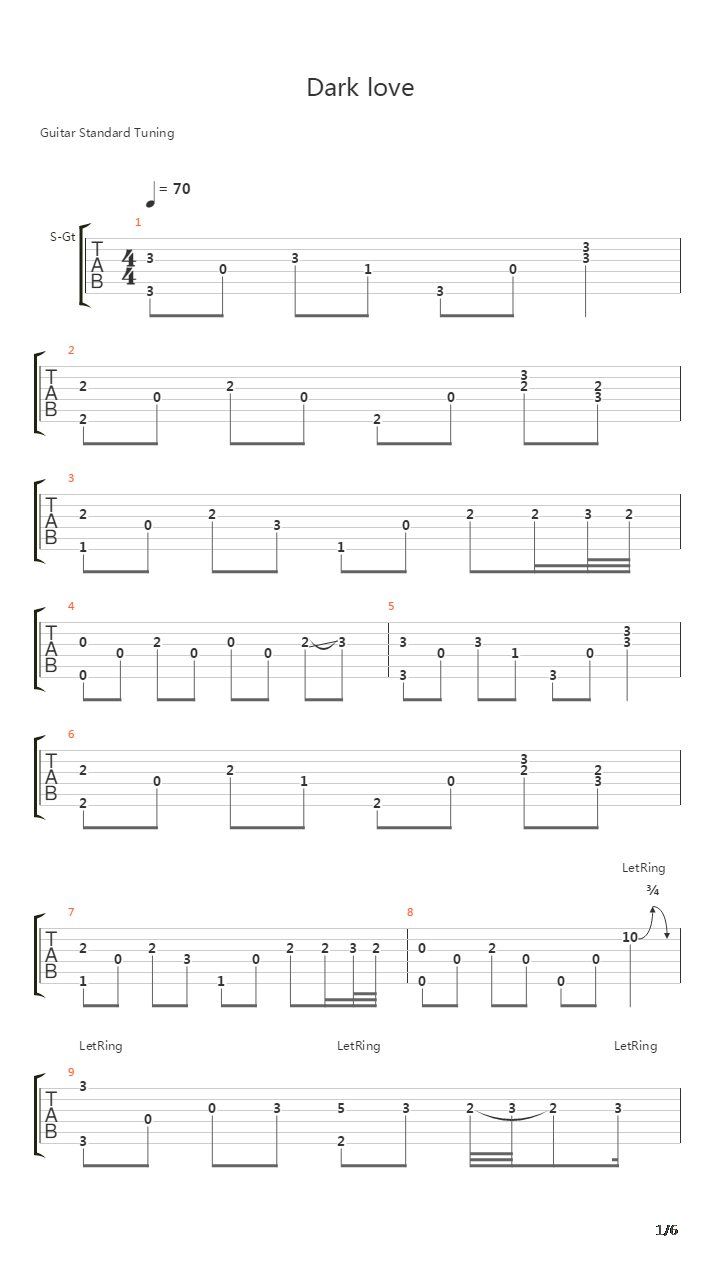Dark love吉他谱