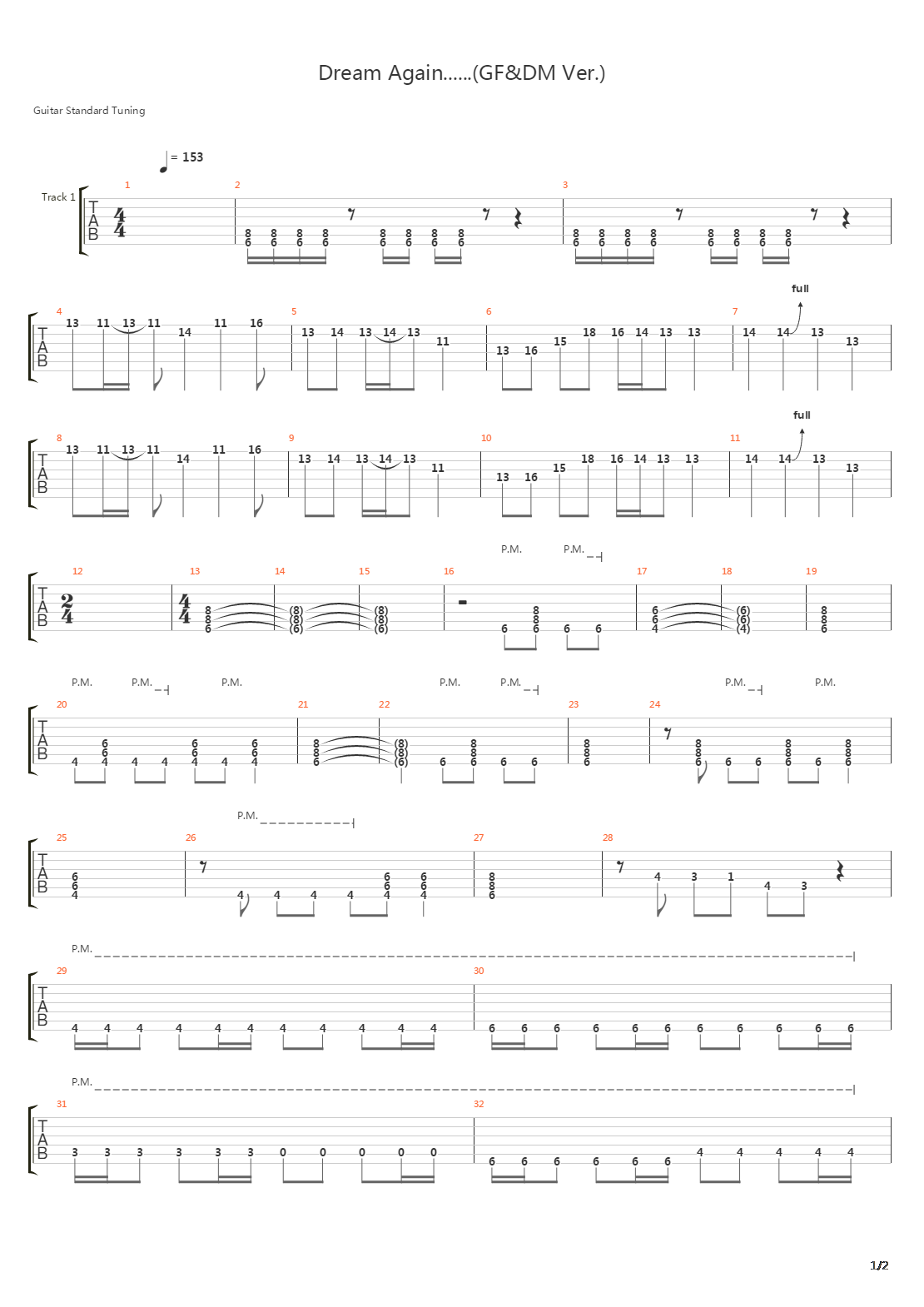 Dream Again...(GF&DM版)吉他谱