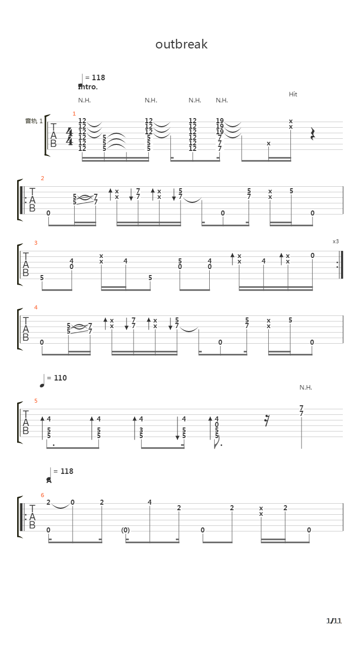 Outbreak吉他谱