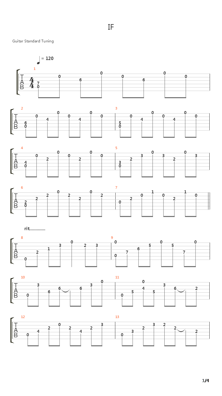 IF吉他谱