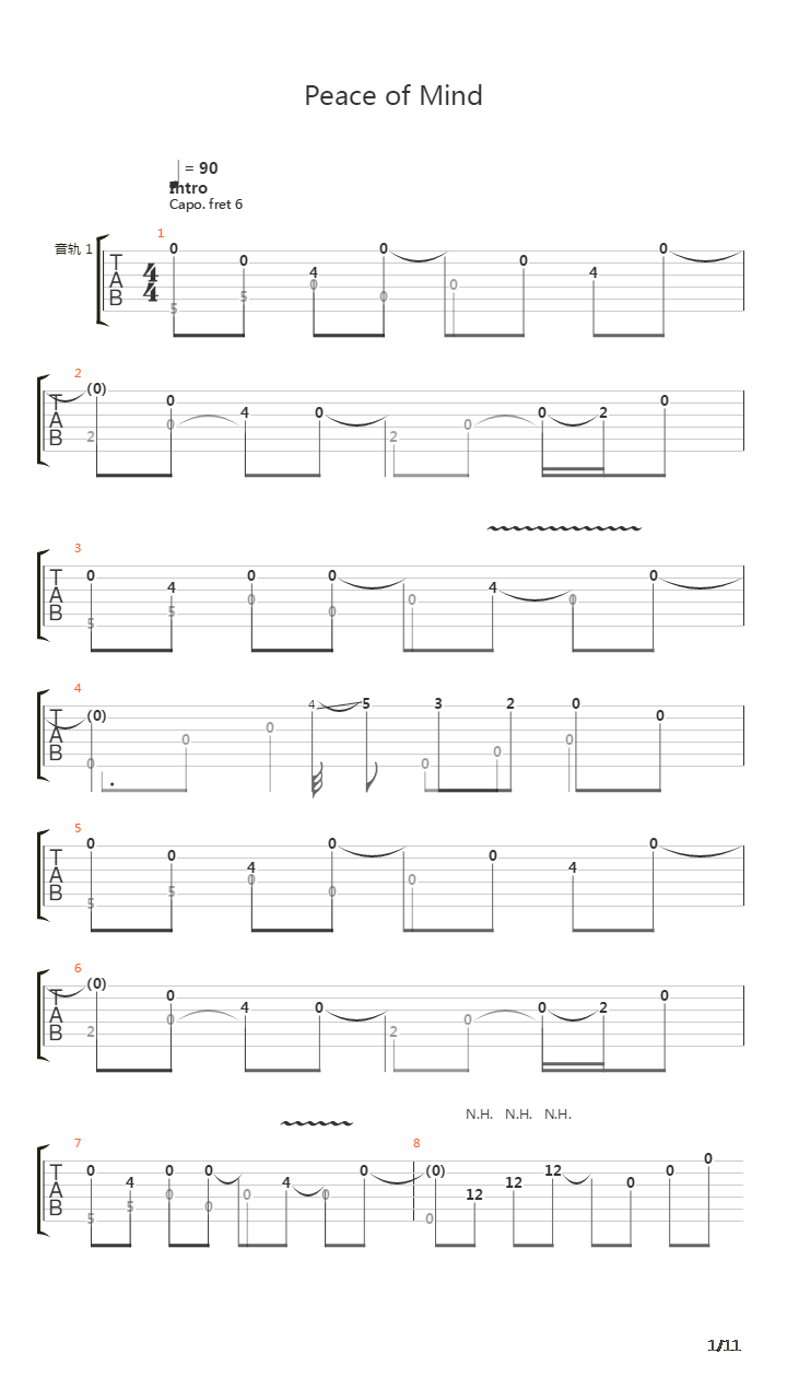 Peace of Mind吉他谱