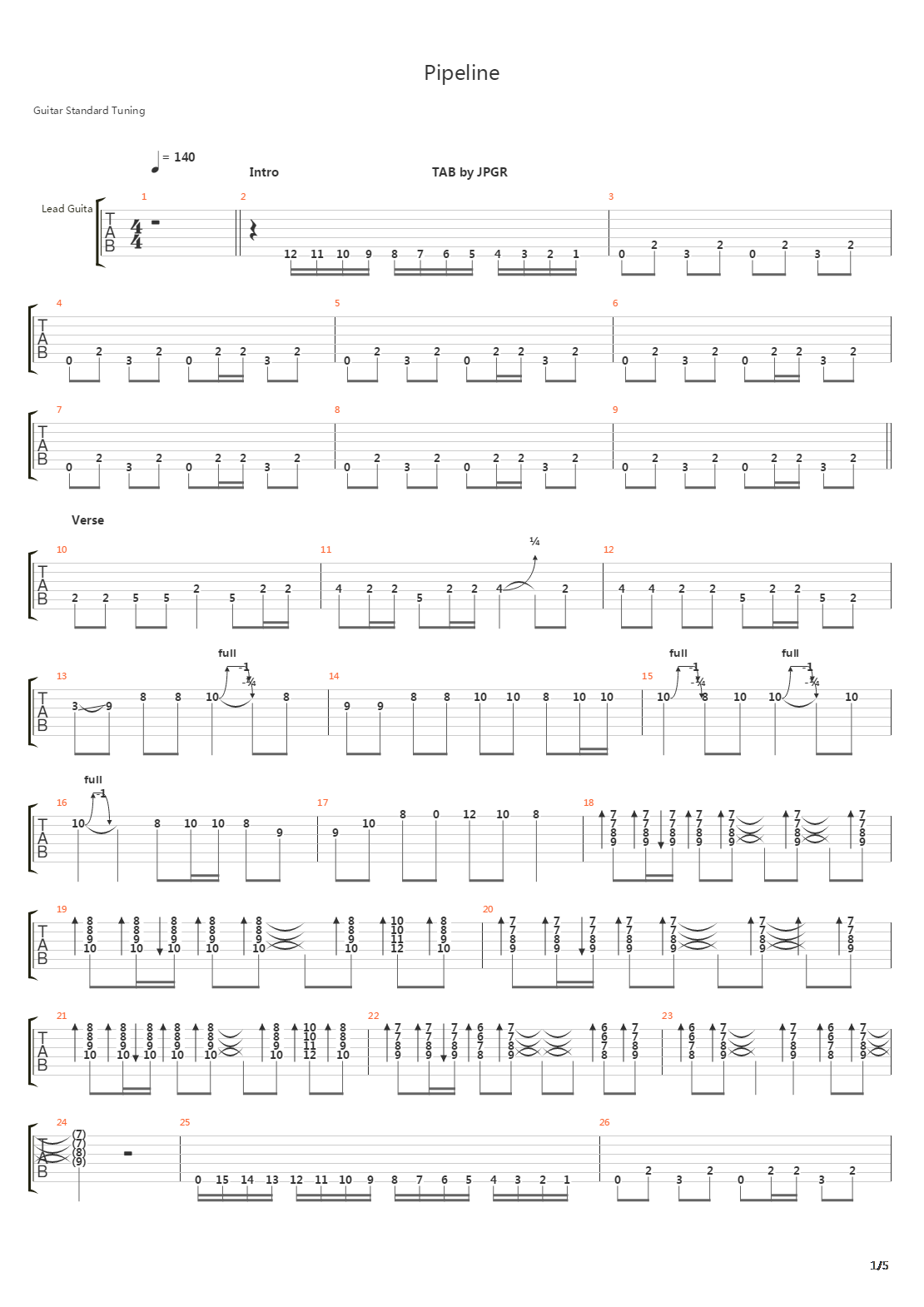 Pipeline(管路)吉他谱