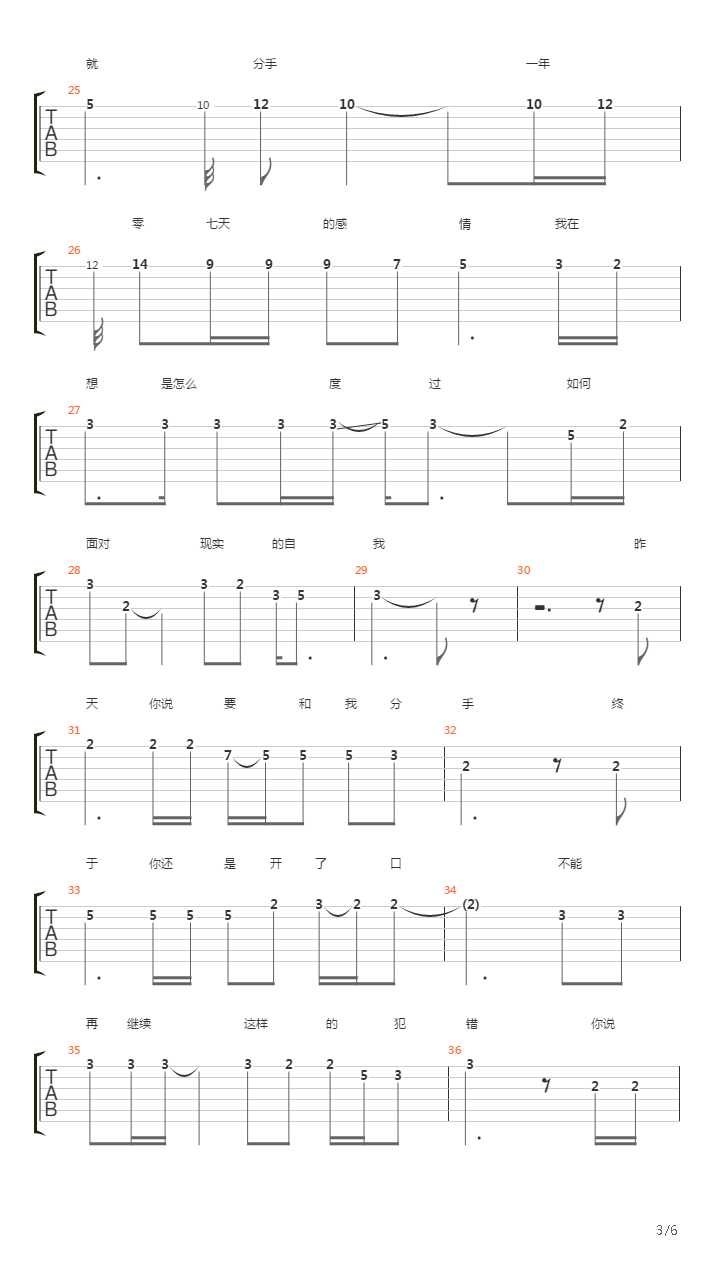 分手在昨天吉他谱