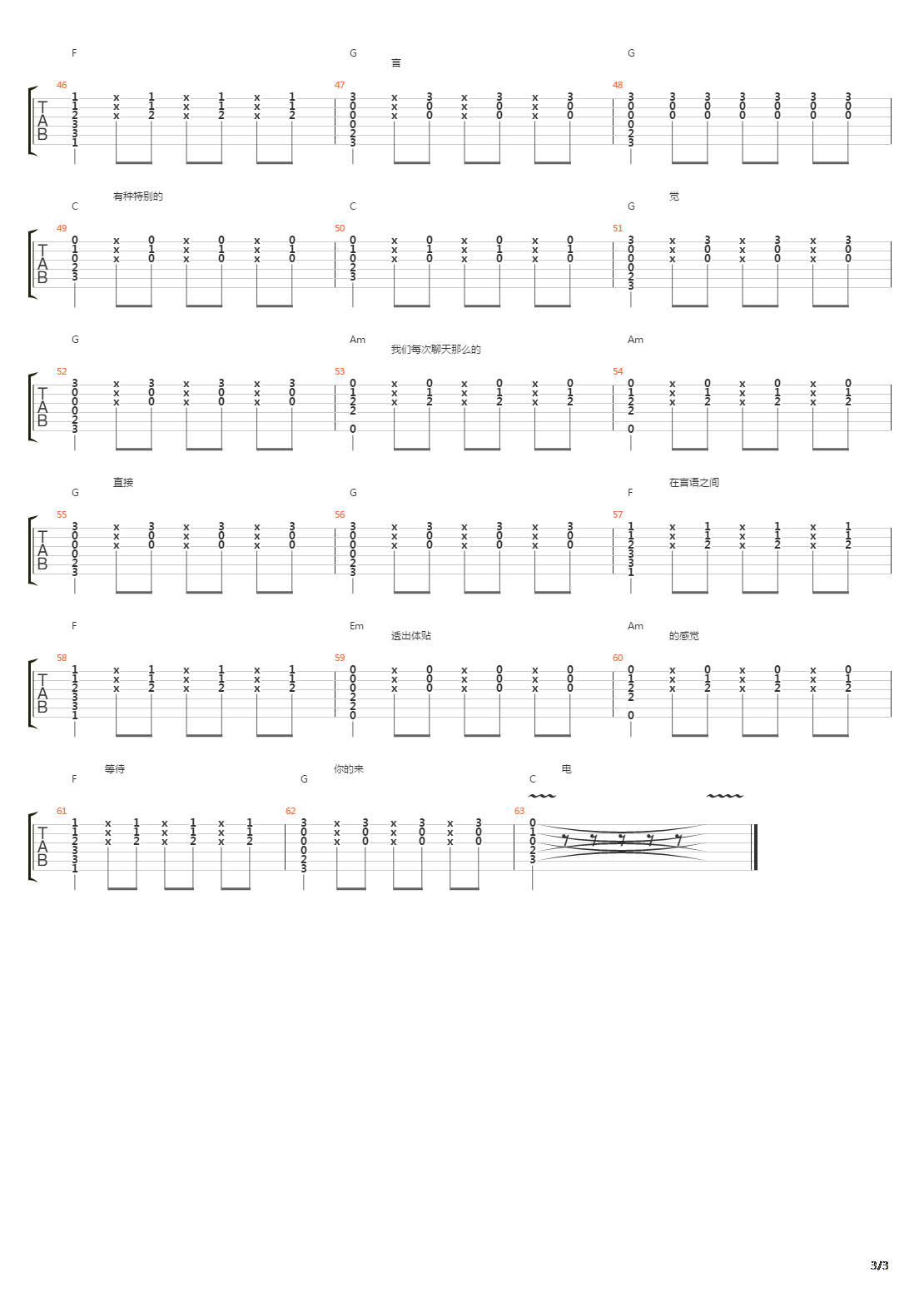 来电吉他谱