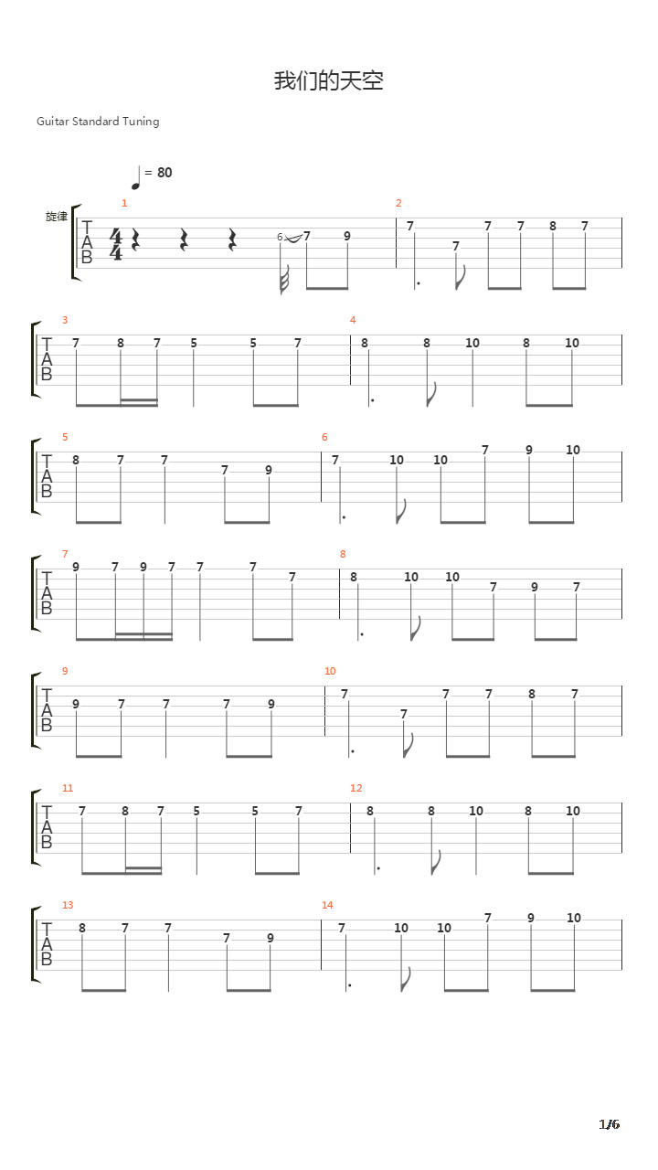 我们的天空(纪念家驹)吉他谱