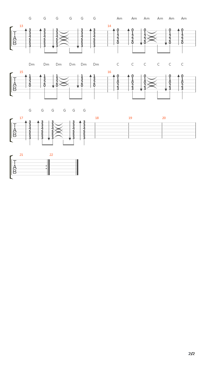 Am吉他谱