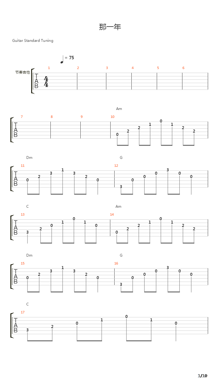 那一年(弦乐完整版)吉他谱