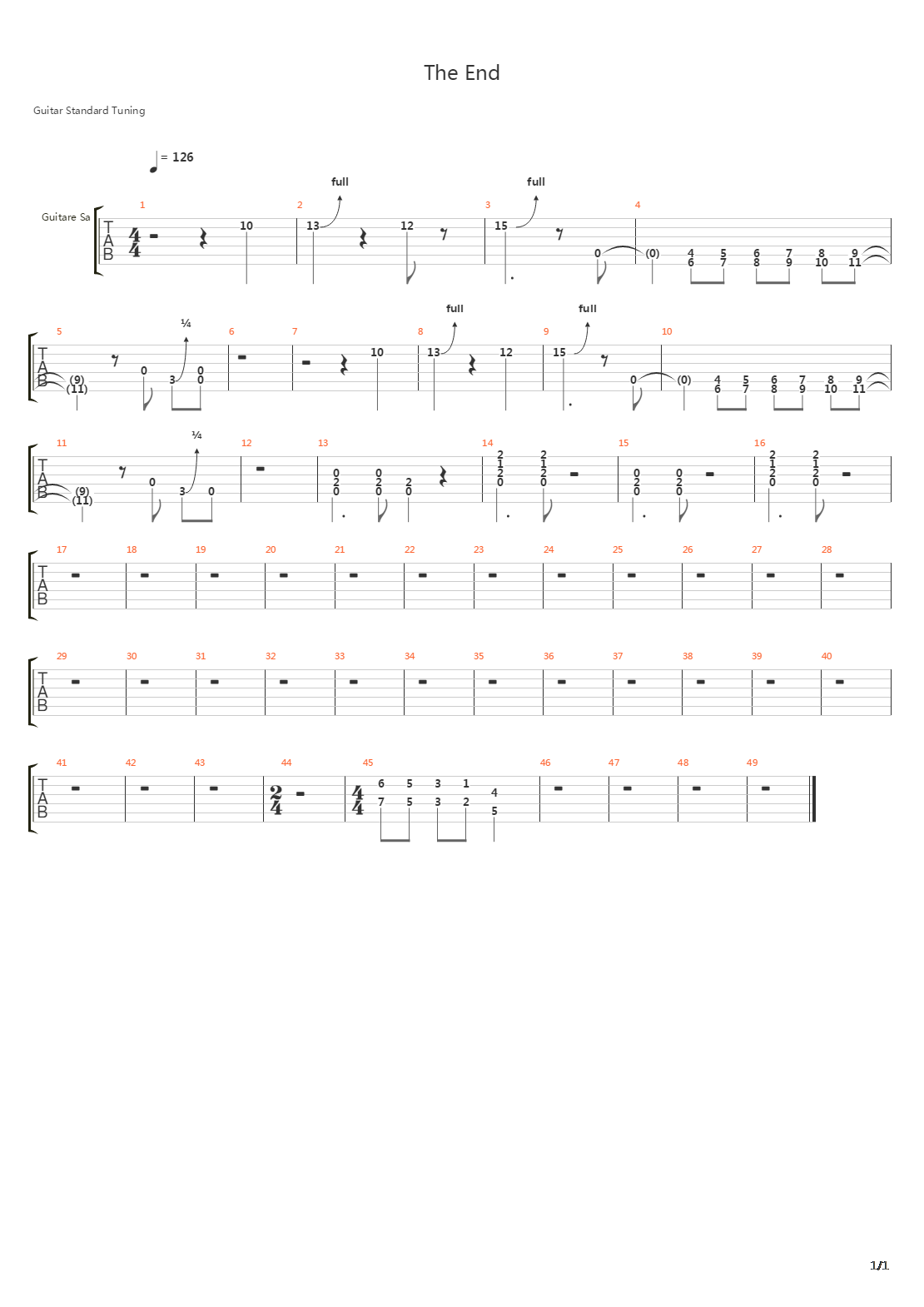 The End吉他谱