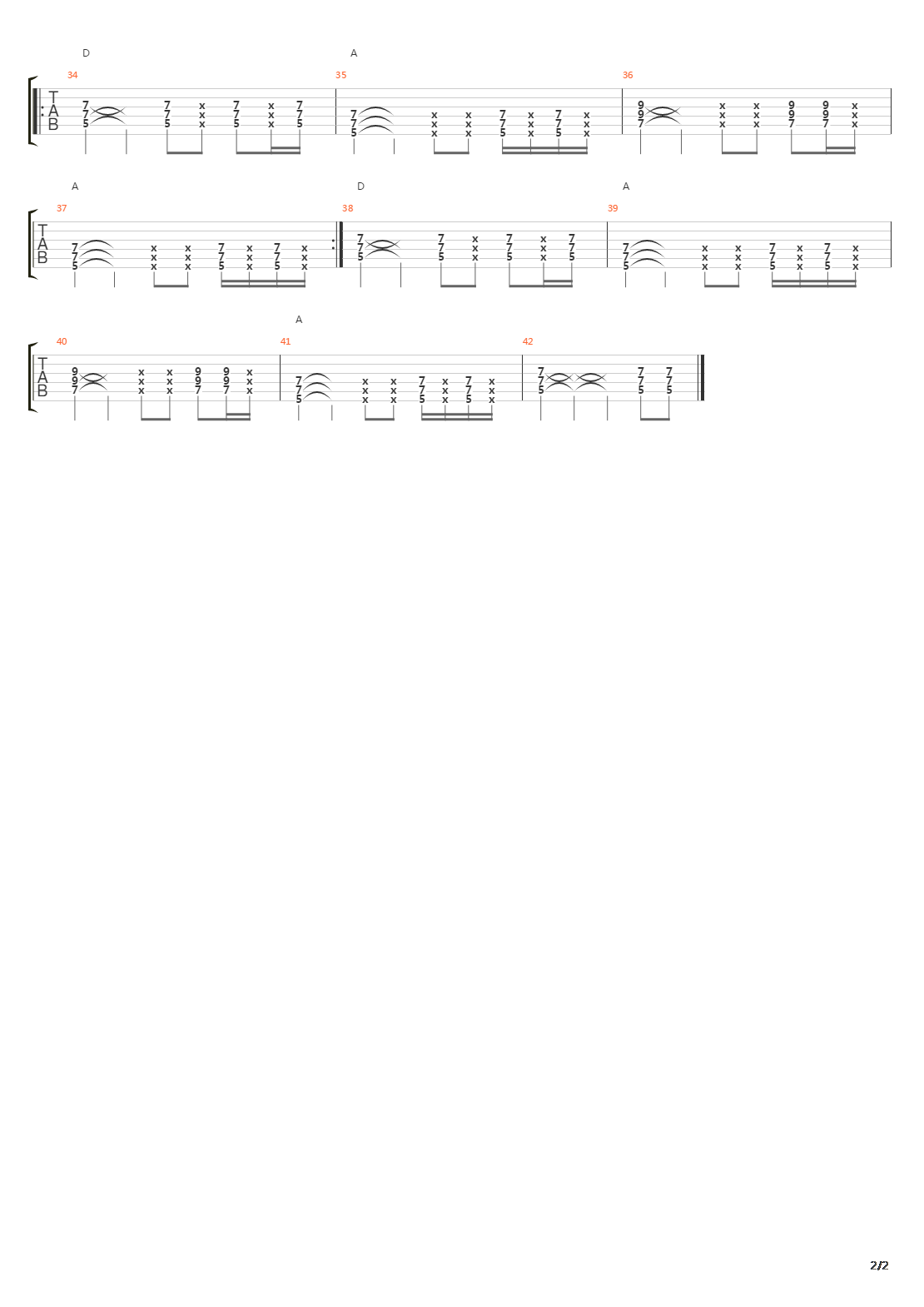 方向吉他谱