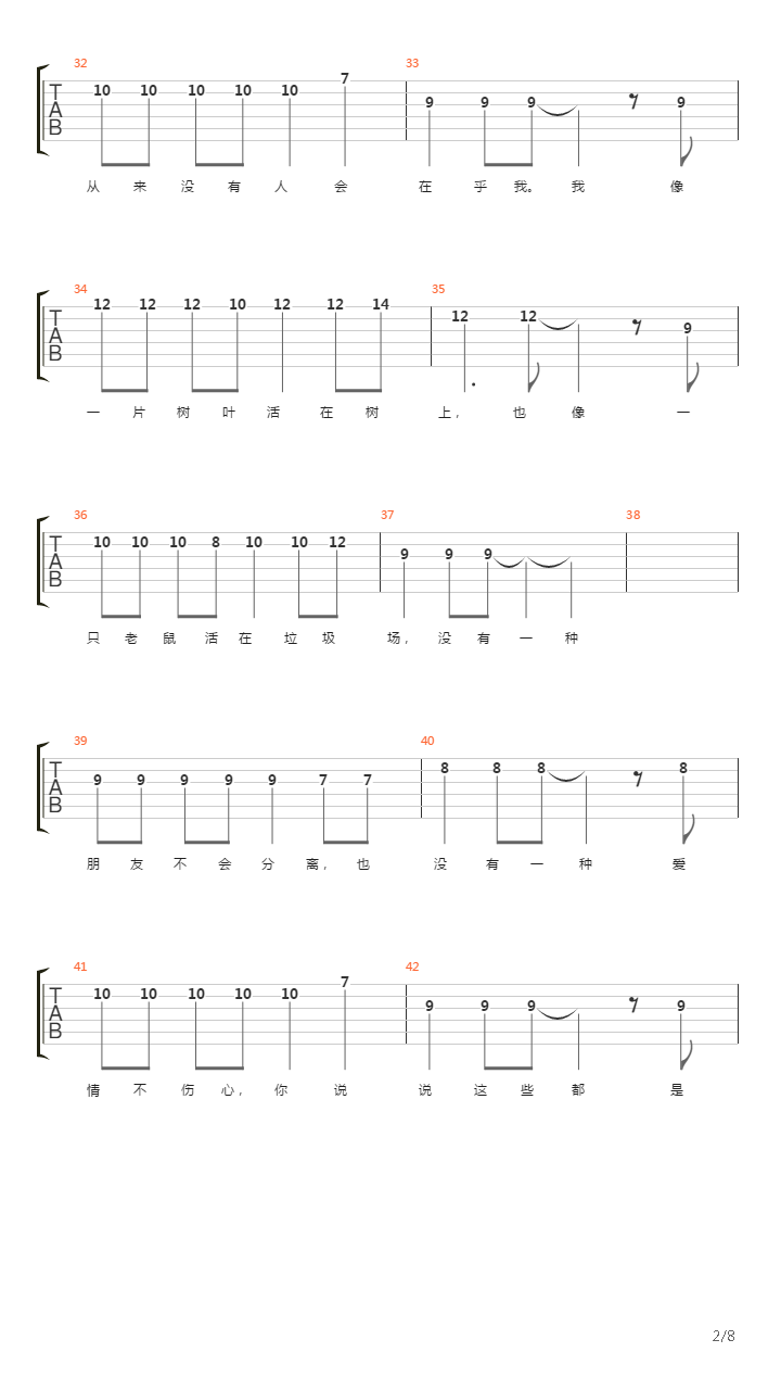 没有朋友没有爱情吉他谱
