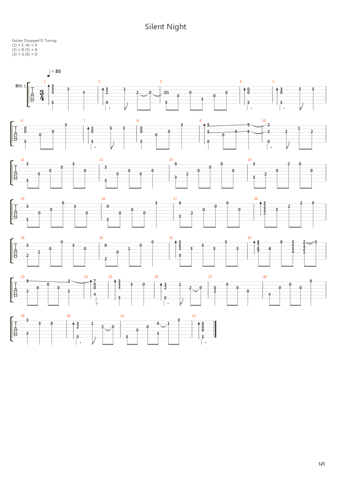 Silent Night(平安夜)吉他谱