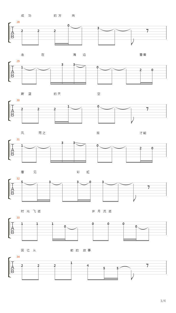 漫长路上吉他谱