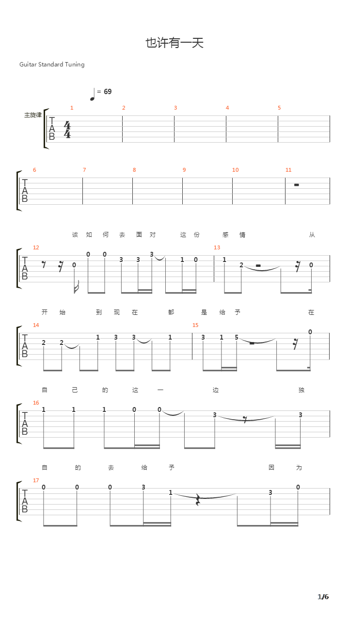 也许有一天吉他谱