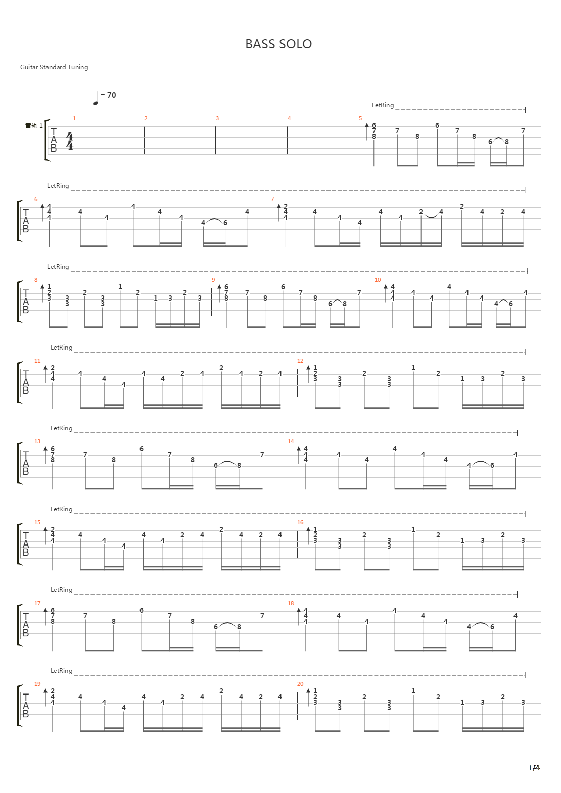 bass solo吉他谱