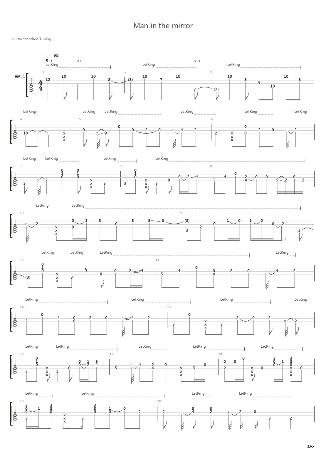 Man in the mirror吉他谱