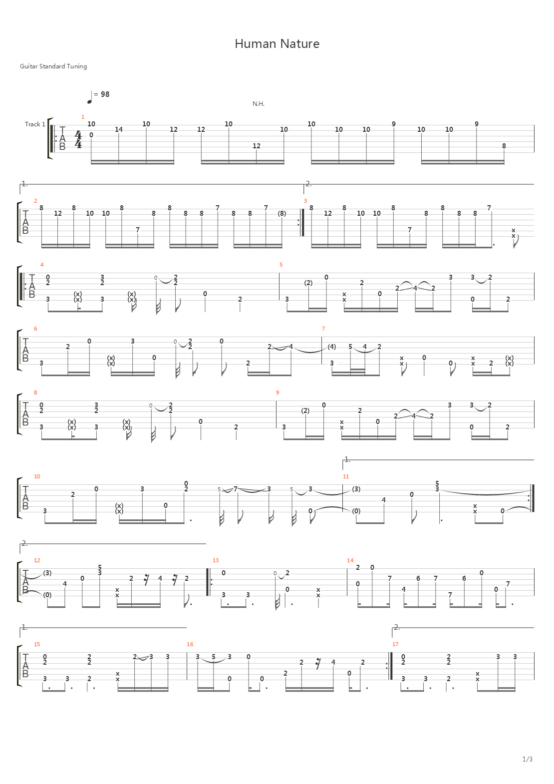 Human Nature吉他谱