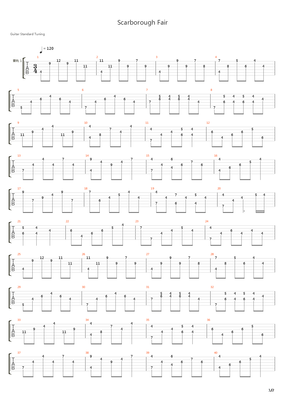 Scarborough Fair吉他谱