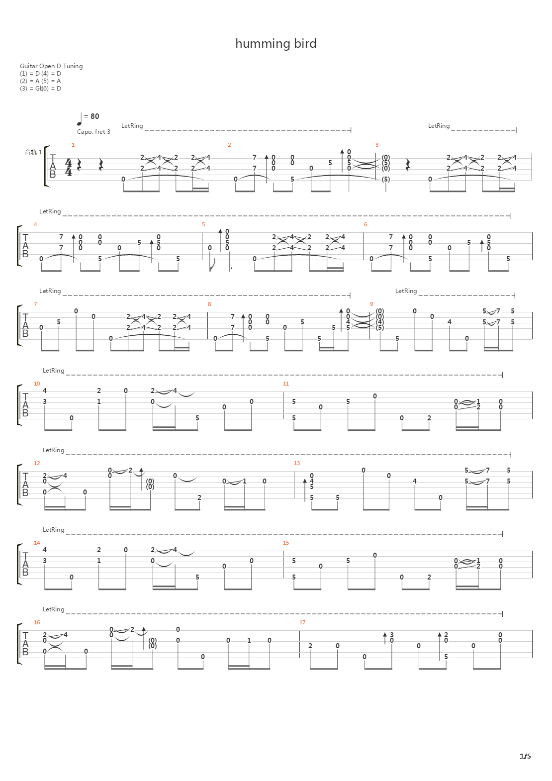 Humming bird吉他谱
