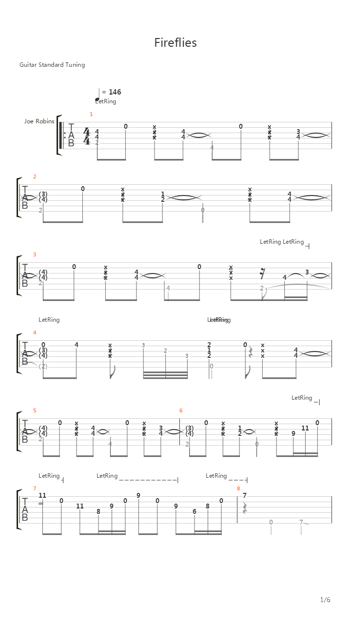 Fireflies吉他谱