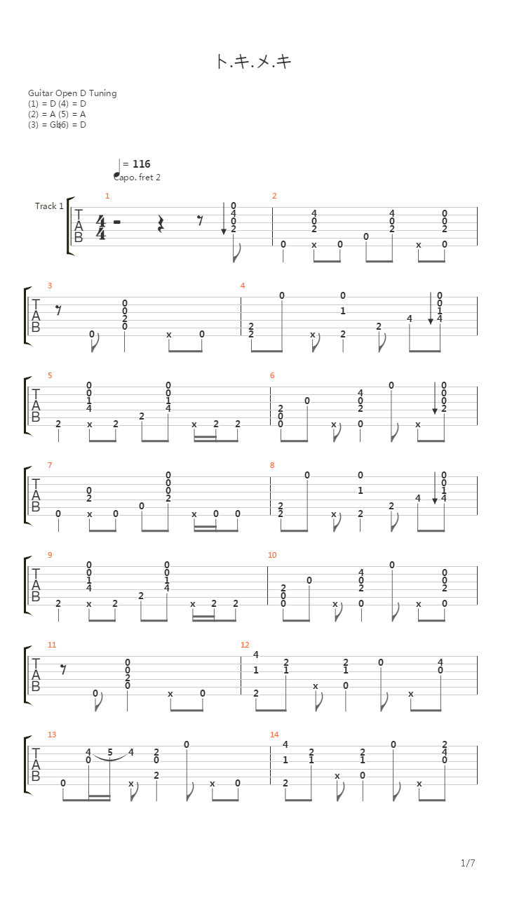ト.キ.メ.キ吉他谱