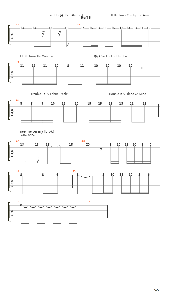 Trouble Is A Friend吉他谱