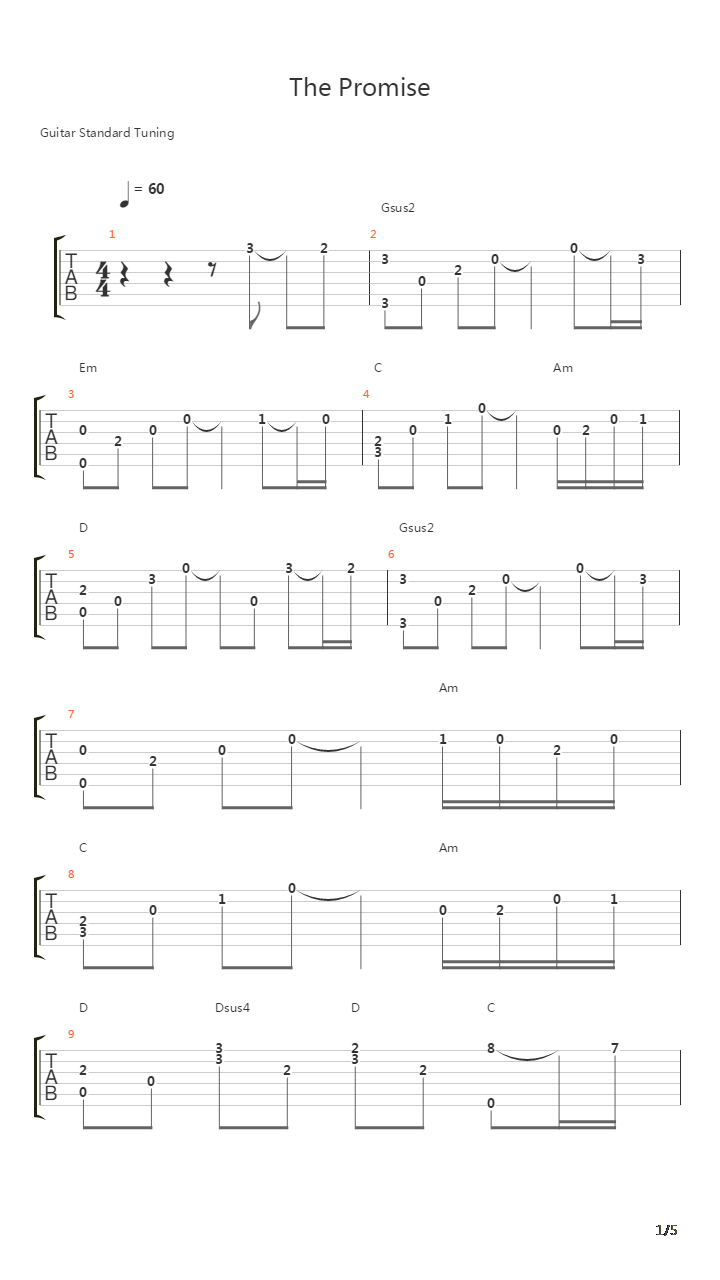The Promise吉他谱