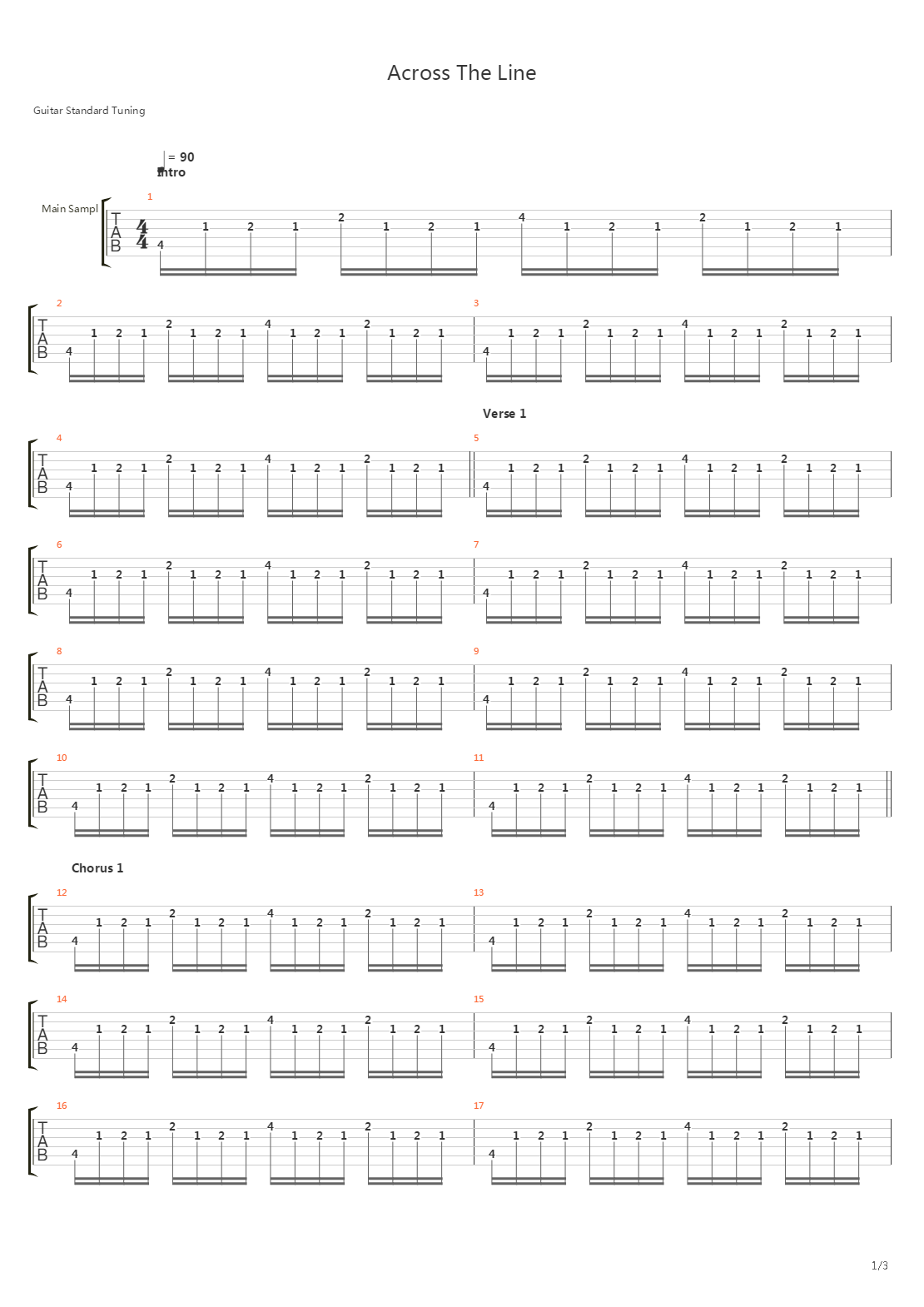 Across The Line吉他谱