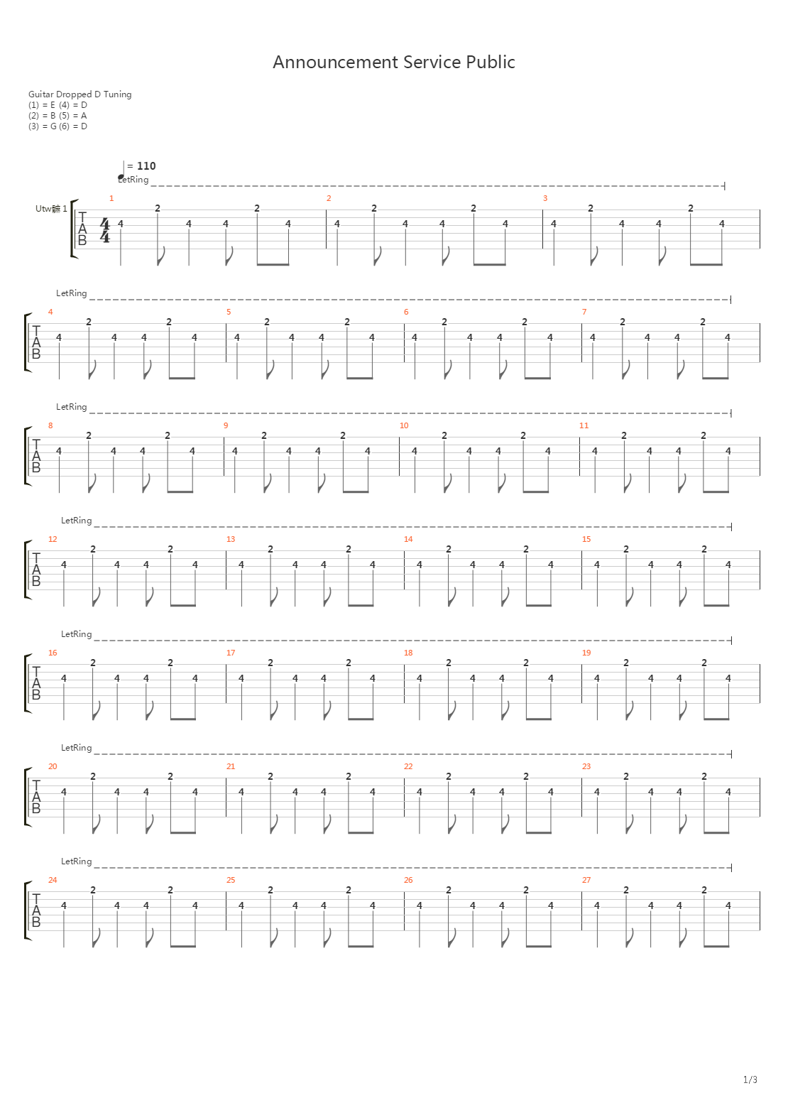 Announcement Service Public吉他谱