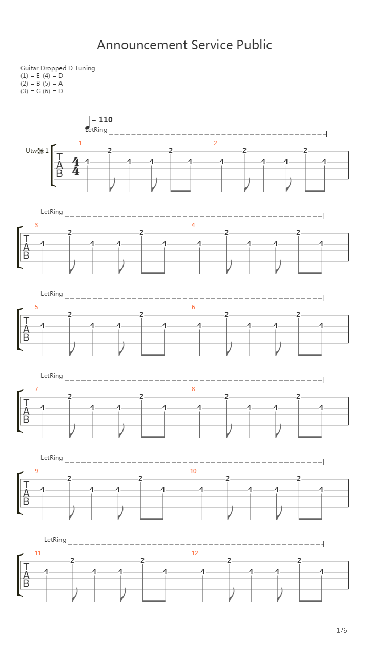 Announcement Service Public吉他谱