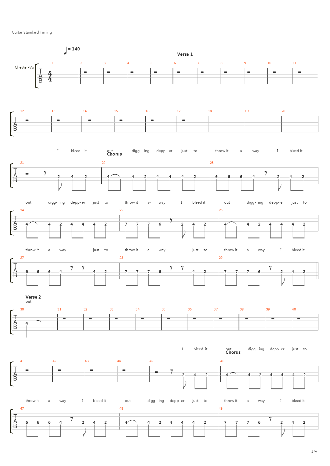 Bleed It Out Live吉他谱