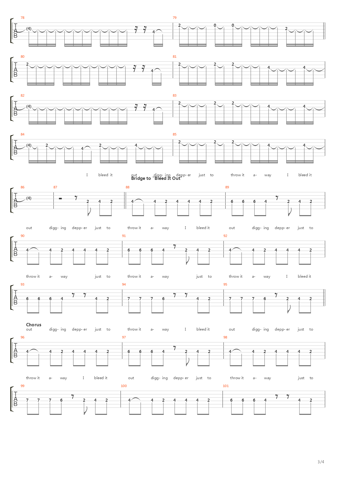 Bleed It Out Live吉他谱